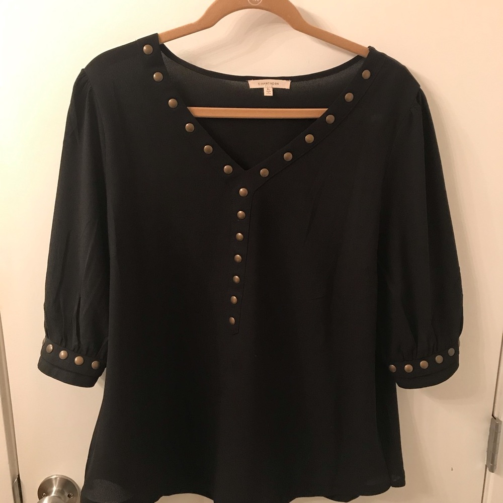 Black Blouse with Gold Stud Detail (XL)